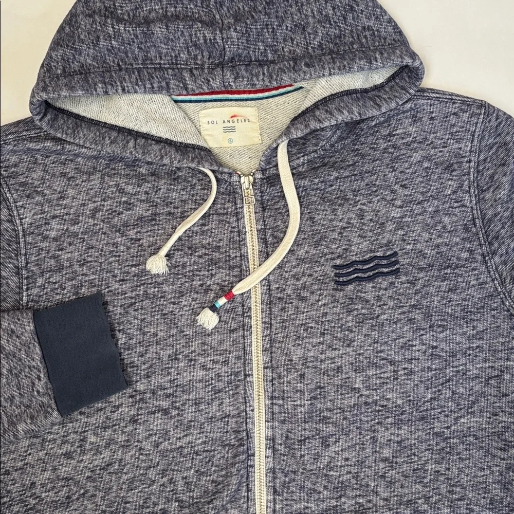 Sol Angeles Coastal Full Zip Hoodie Heather Blue‎ Beach Comfort Mens Size Small
